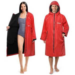 SUN CUBE Swim Parka Men Women, Unisex Hooded Changing Robe with Warm Fleece Lining for Swimming, Surfing, Water Sports - 1 of 4