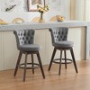 Okak 26 Inch Counter Stools Set of 2 with 360°Swivel, Upholstered Velvet Bar Stools with Tufted Back and Wood Legs for Kitchen Island, Home Bar - 3 of 4