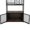 LOVMOR 82.7" Industrial Standing Wine Rack with Glass Rack Tall Freestanding Floor Bar Cabinet - 4 of 4