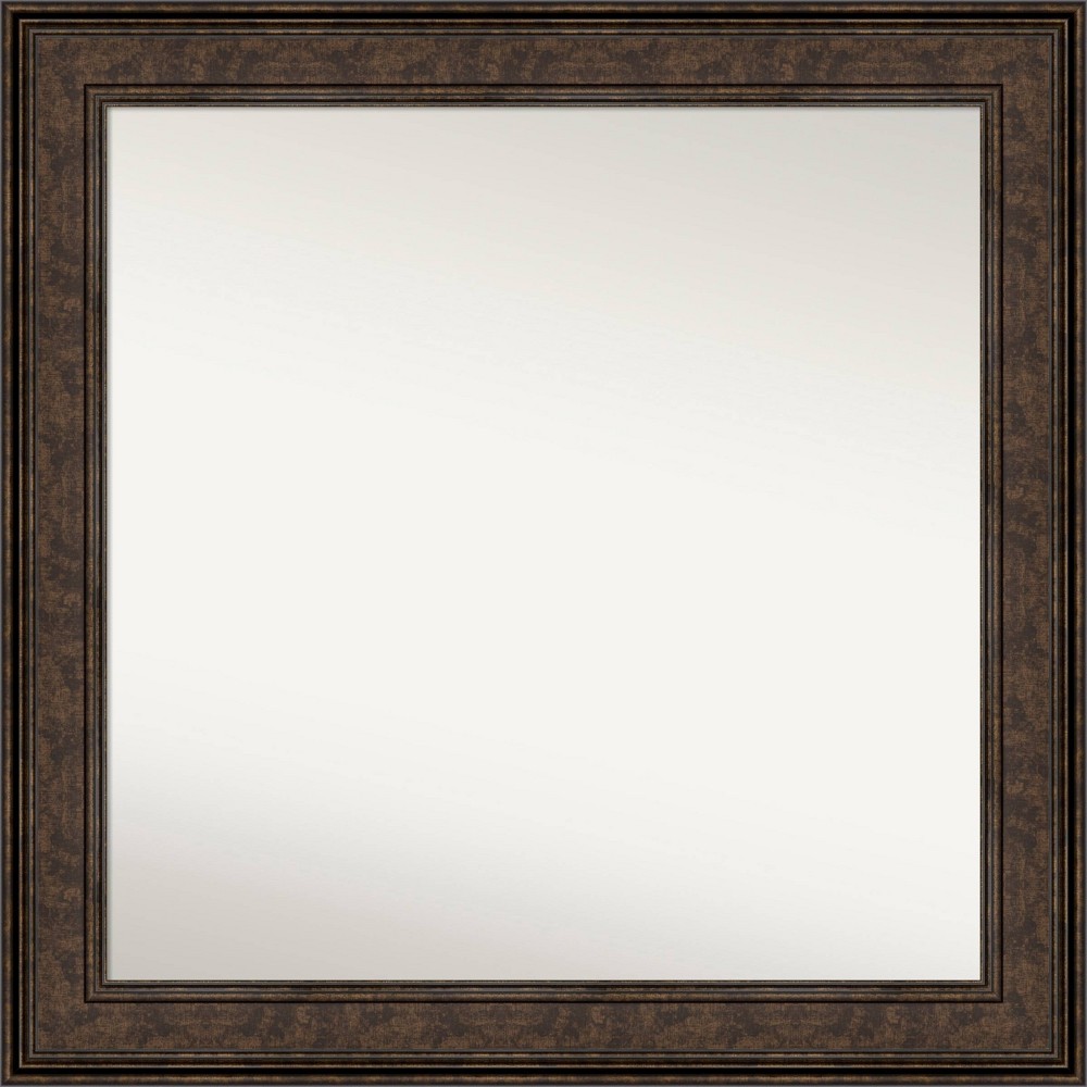 Photos - Wardrobe 32" x 32" Ridge Bronze Square Mirror for Bathroom - Amanti Art: Modern Style, Wall Mount, Polystyrene Frame