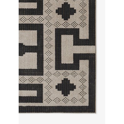 Ivory and Black Rectangular Synthetic Area Rug