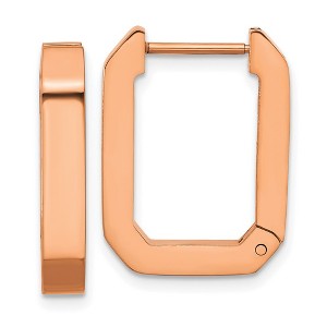 Chisel Stainless Steel Polished Rose IP-plated Squared Edge 4mm Hinged Hoop Earrings - 1 of 4