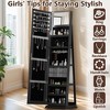 QingMoon 360° Swivel Full Length Mirror, with Lockable Standing Jewelry Cabinet Organizer for Bedroom, Cloakroom and Living Room - 3 of 4