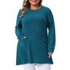 Agnes Orinda Women's Plus Size Crew Neck Long Sleeve Ribbed Knit Casual Loose Pullover Sweater with Pocket - 2 of 4