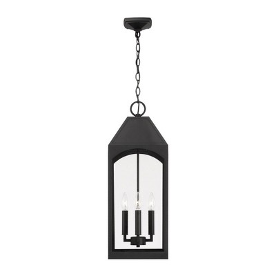 Burton Black 4-Light Outdoor Hanging Lantern with Clear Glass