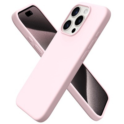 BONGEEK Compatible with iPhone 15 Pro Case 6.1", Liquid Silicone 3 Layers Full Covered Soft Gel Rubber Cover, Shockproof Protective Slim Chalk Pink