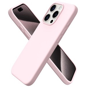 BONGEEK Compatible with iPhone 15 Pro Case 6.1", Liquid Silicone 3 Layers Full Covered Soft Gel Rubber Cover, Shockproof Protective Slim Chalk Pink - 1 of 4