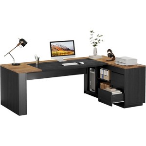 Tribesigns 78" L Shaped Executive Desk with Drawers, Computer Desk with Cabinet, Business Furniture Sets Workstation for Home Office - 1 of 4