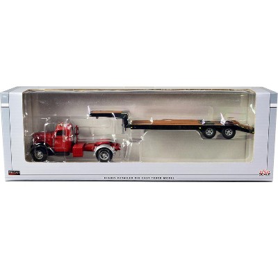 International KB-8 Truck with Lowboy Trailer Red and Black 1/50 Diecast Model by SpecCast