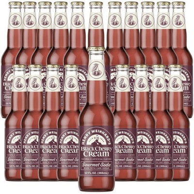 Henry Weinhard's Black Cherry Cream 20 Pack | 12oz Glass Bottles | Classic American Flavor | Premium Craft Soda