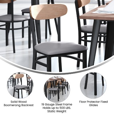 Modern Birchwood Gray Vinyl High-Capacity Dining Chair