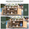 Mobile Outdoor Wooden Kitchen Island - Stainless Steel Top, Storage, Spice and Towel Racks - 3 of 4