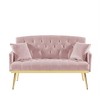 2-Seater Velvet Loveseat Sofa – Tufted Back, Metal Legs, with 2 Pillows, for Living Room, Bedroom or Office - 4 of 4