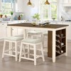 AMERLIFE 5-Piece Solid Wood Counter Height Kitchen Island Table Set with Storage, Farmhouse Dining Table & Upholstered Stools, Rustic Brown & White - 3 of 4