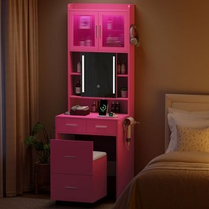 Barbie Pink Particle Board with Textured Melamine Finish, 3-Drawer 2-Door Dressing Table Set - 1 of 3
