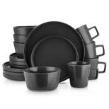 Stone Lain Celina 16-Piece Stoneware Dinnerware Set, Service for 4, Black