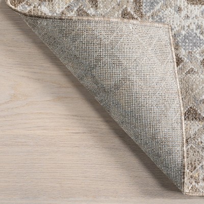 Carley Beige Geometric Washable Synthetic Area Rug 3' 3" x 5'