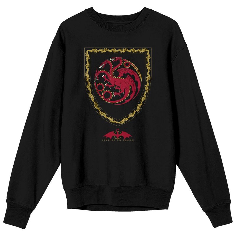 House of the Dragon Red Dragon Crest Men's Black Crewneck Sweatshirt, 1 of 4