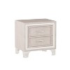 MOEPISY Mid Century Vintage Nightstand with Silver Glitter Strip Decor and Metal Legs, Beige - 4 of 4