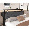 APRILSOUL Black and Gray Full Bed Frame Storage Headboard with Charging Station, Solid and Stable, No Box Spring Needed - 4 of 4