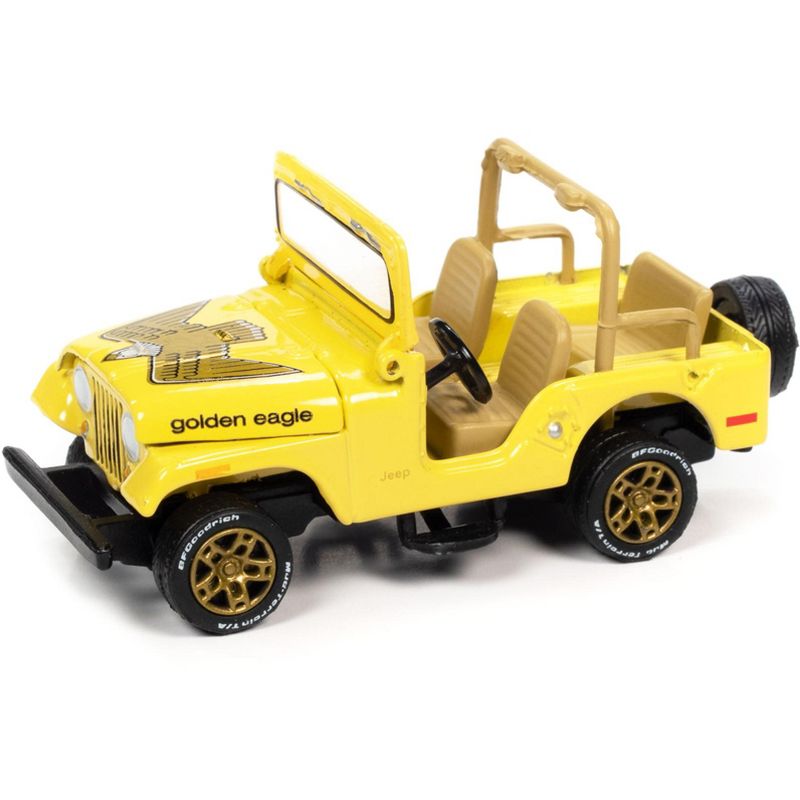 Jeep CJ-5 Yellow w/ Golden Eagle Graphics Classic Gold Collection Ltd Ed to 7418 pcs 1/64 Diecast Model Car by Johnny Lightning, 2 of 4