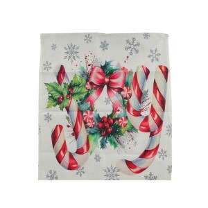 Unique Bargains Dining Chair Slipcovers Candy Cane Linen Red White 22.83"x19.29" 1 Pc - 1 of 4