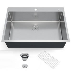 Coucheta Topmount Workstation Sinks - 16 Gauge Stainless Steel in 30 to 36 inch Sizes, Single Bowl with/Ledge & Accessories - 1 of 4