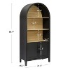 Vatros Mid-Century 3-Tier Arched Cabinet with Door, Arched Bookshelf Cabinet with Open Display Storage Shelf - 3 of 4