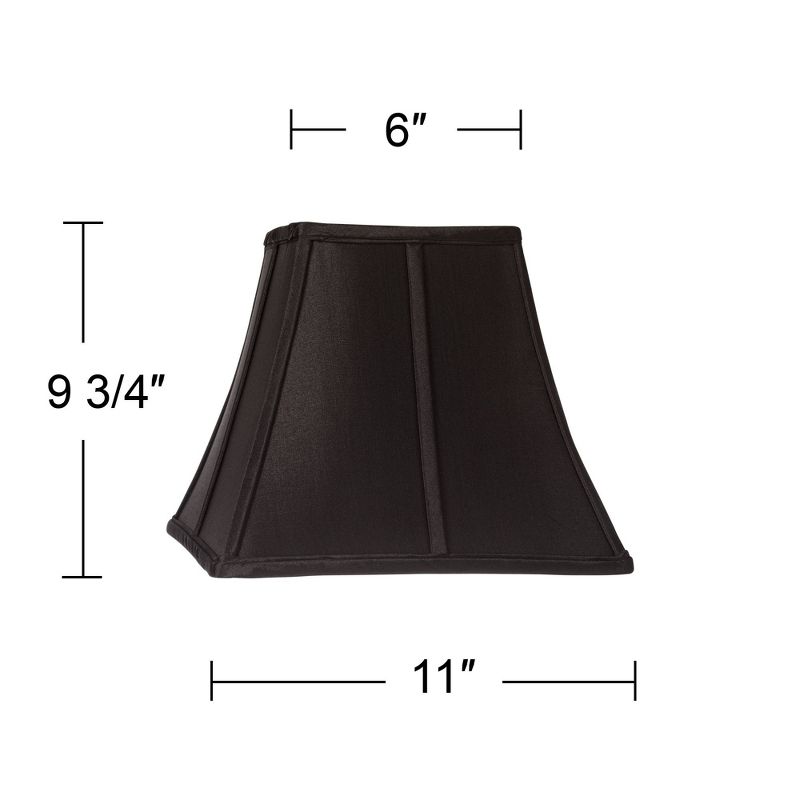 Springcrest Set of 2 Square Lamp Shades Black Small 6" Top x 11" Bottom x 9.75" High Spider Replacement Harp and Finial Fitting, 5 of 8