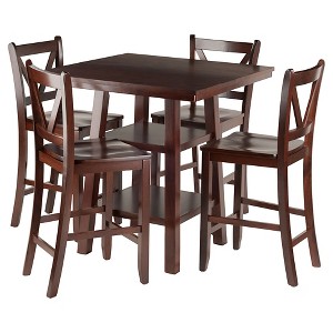 5pc Orlando Counter Height Pub Table Set with Storage & Cushion Stools - Winsome - 1 of 3