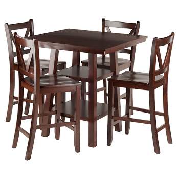 5pc Orlando 2 Shelves Counter Height Dining Set Wood/Walnut- Winsome