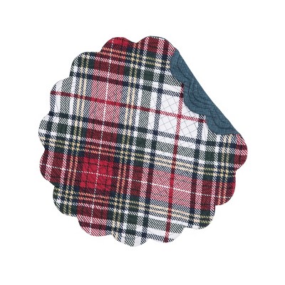 C&F Home Lennox Plaid Cotton Quilted Round Reversible Placemat Set of 6