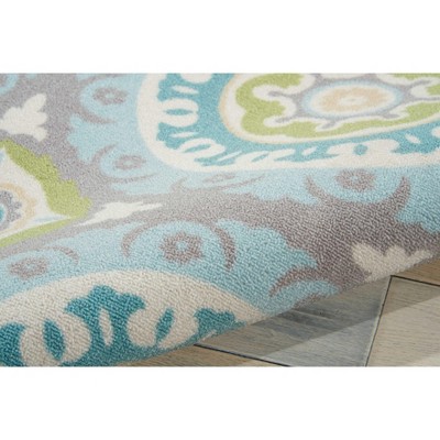 Jade and Aqua Circular Synthetic Outdoor Rug
