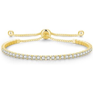 Sterling Silver Birthstone Tennis Bracelet, 2.5mm Adjustable 9 Inch Bolo Bracelet, Birthday Gift for Women Mom Wife - 1 of 4