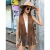 Acekool Women's 70s Fringe Vest - Retro Faux Suede Sleeveless Jacket with Bohemian Tassels, Western & Hippie Style - 3 of 4
