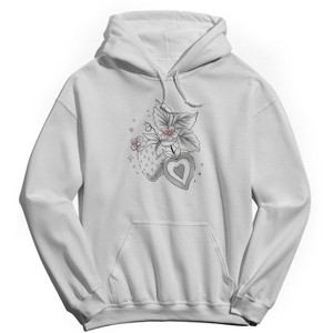 Rerun Island Men's Strawberries Gradient Outline Slice Long Sleeve Graphic Cotton Sweatshirt Hoodie - 1 of 4