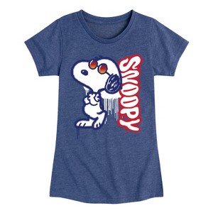 Girls' - Peanuts - Graffiti Snoopy Fitted Short Sleeve Graphic T-Shirt - 1 of 4