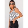 Amaryllis Women’s Scoop Neck Sleeveless Tank Checkered Print Stretchy Fitted Tank Top - 2 of 4