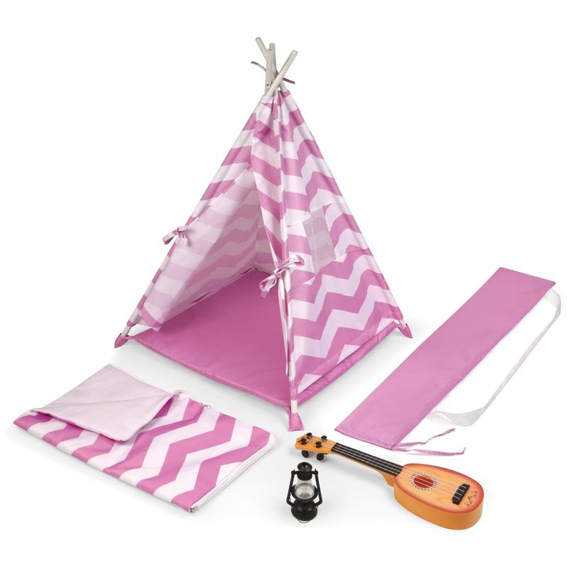 Badger Basket Camping Adventures Doll Tent Set with Accessories - Lavender/White, 1 of 8