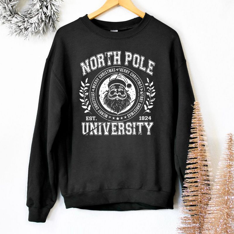 Simply Sage Market Women's Graphic Sweatshirt North Pole University Distressed, 3 of 4