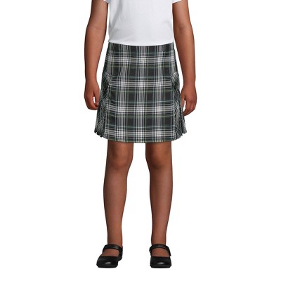 Lands' End School Uniform Kids Side Pleat Plaid Skort Above Knee