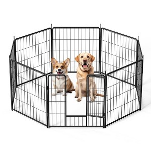 Dog Playpen Indoor Outdoor, Metal Heavy Portable Foldable Dog Pen for Large - 1 of 4