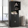 TiramisuBest Tall Bathroom Cabinet with Four Doors, Large Storage Space Open Shelve, Upper Storage Cabinet, Black - 3 of 4