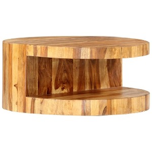 vidaXL Round Coffee Table 25.6"x11.8" Solid Sheesham Wood - 1 of 4