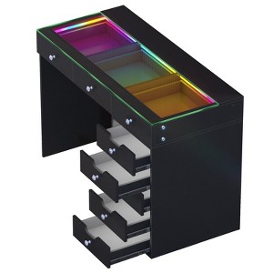 VANITII Diana RGB Vanity Desk with Light - 8 Storage Drawers - 1 of 4