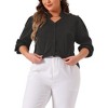 Agnes Orinda Women's Plus Size V Neck Long Sleeve Button Down Business Casual Chiffon Shirt - 2 of 4