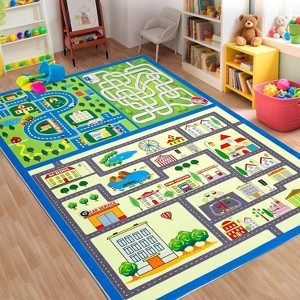 Kids Rug, City Life Car Road Kids Play Mat Educational Learning Carpet for Bedroom Playroom Classroom Nursery - 1 of 4