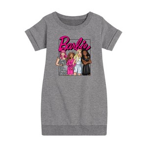- Barbie - Girls All Together Graphic Short Sleeve Fleece Dress - 1 of 3