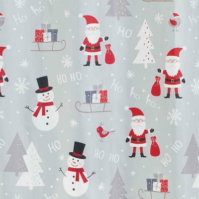 Ho Ho Ho Christmas Holiday Fabric Shower Curtain 72" x 72"
