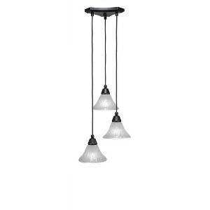Toltec Lighting Europa 3 - Light Pendant in  Matte Black with 7" Frosted Crystal Shade - 1 of 1